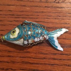 Vintage movable fish pendant